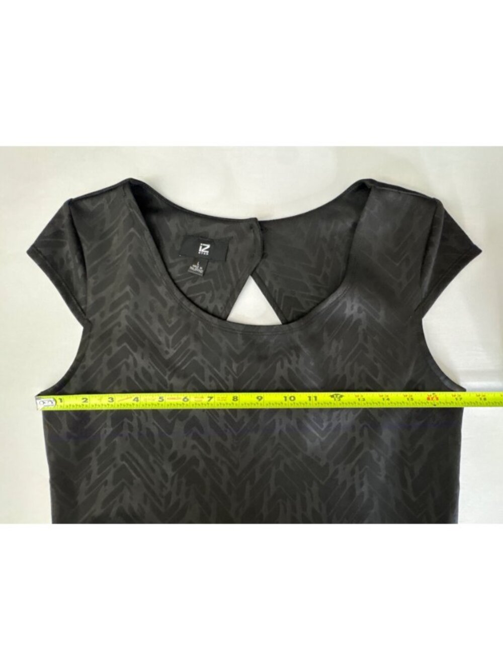 IZ BYER WOMEN'S SKATER BLACK KEYHOLE BACK SCUBA KNIT SHORT SLEEVE DRESS SIZE L - Picture 14 of 16